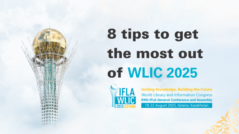 An image of a tower with clouds surrounding and text