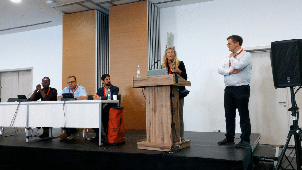 A picture of people on a stage